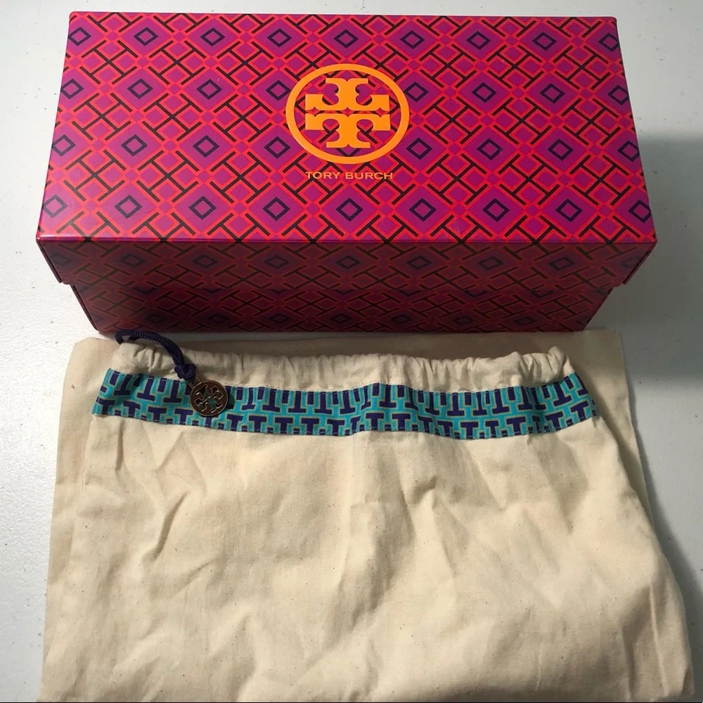 Tory Burch Women’s Laila Leather Silver Ballet Flats Size 8